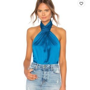 Amerie Pleated Halter Top in Blue superdown